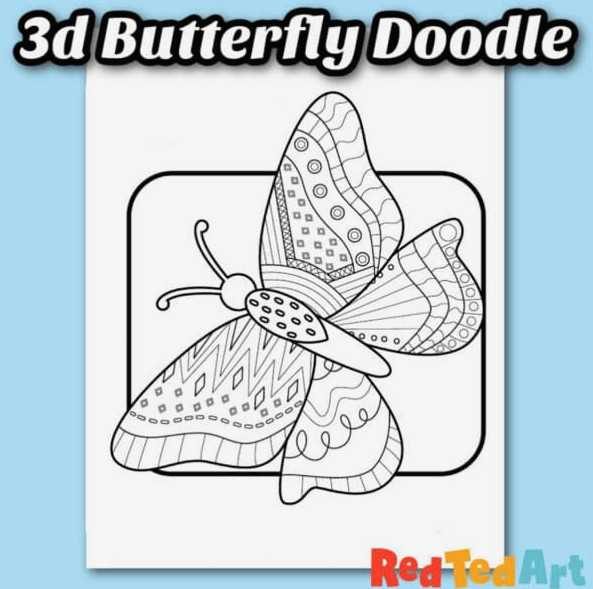 Printable Template Craft - Butterfly Doodle Art