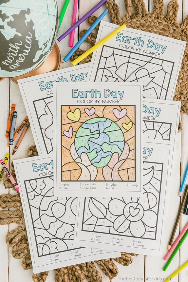 Printable Earth Day Color by Number Sheets