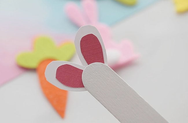 Glue Bunny Ears to Popsicle Stick