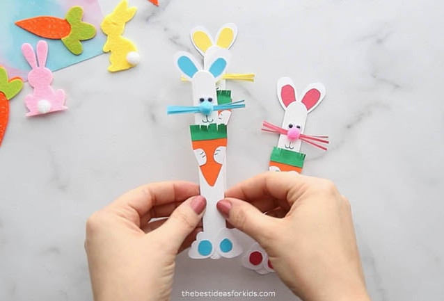 Glue on Carrot to Popsicle Stick