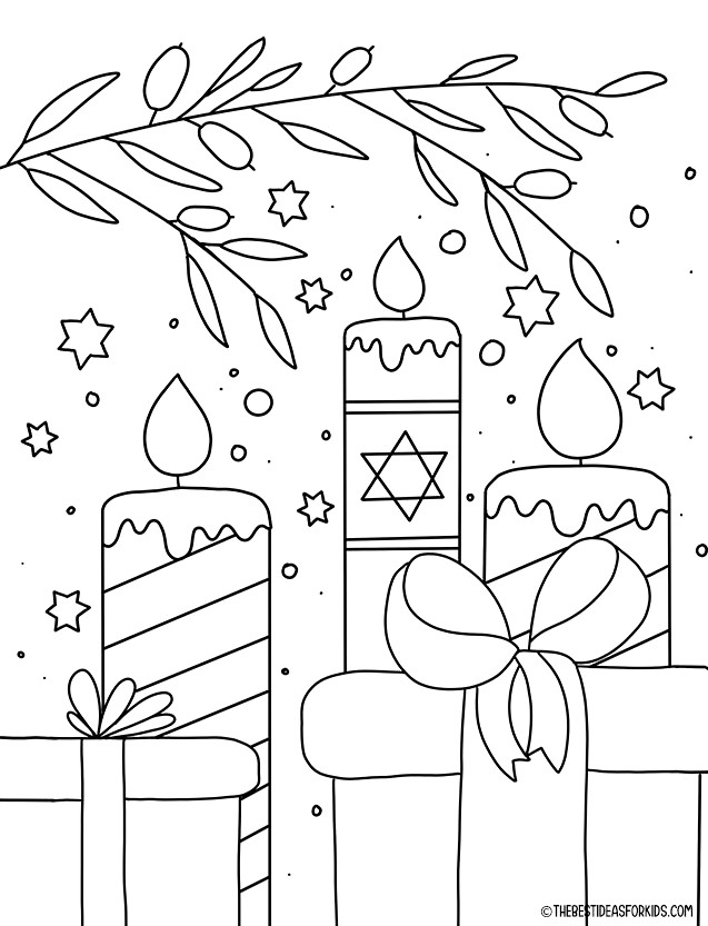 Hanukkah Gifts Coloring Page