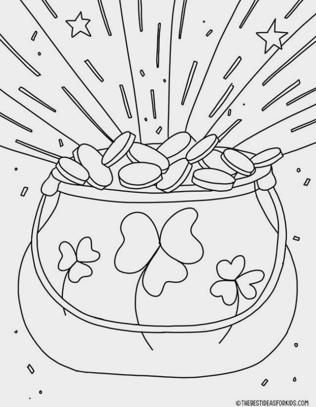 St Patrick's Pot of Gold Coloring Page