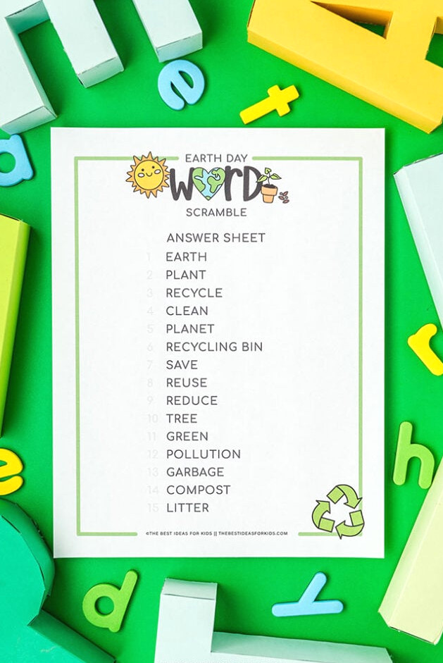 free earth day word scramble