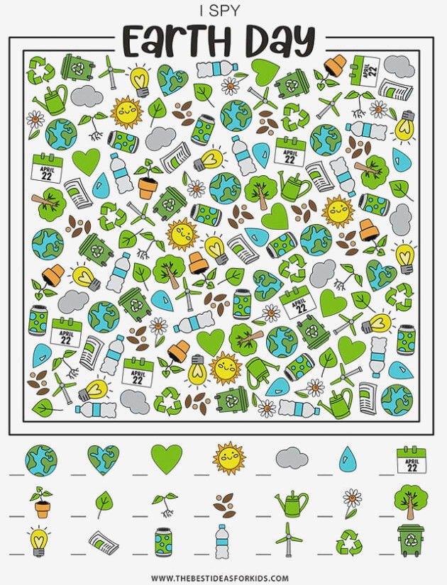 i spy earth day printable page