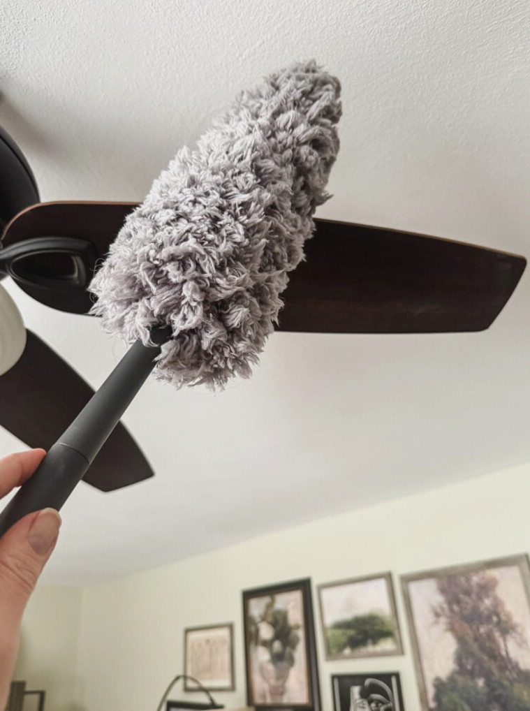 dusting a ceiling fan