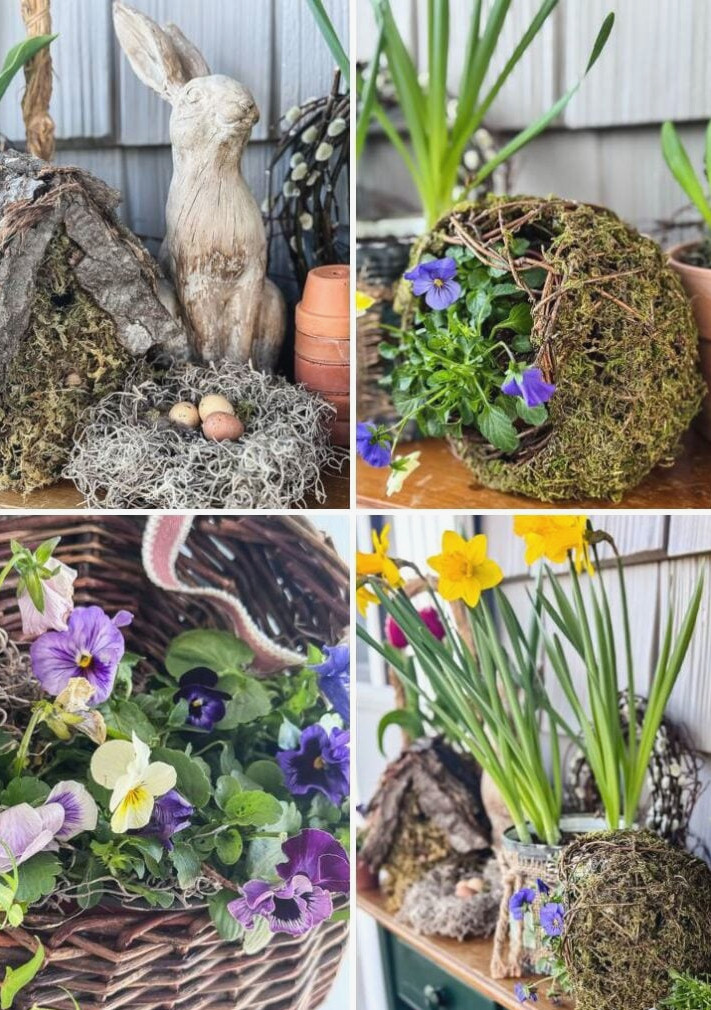 collage of spring porch photos