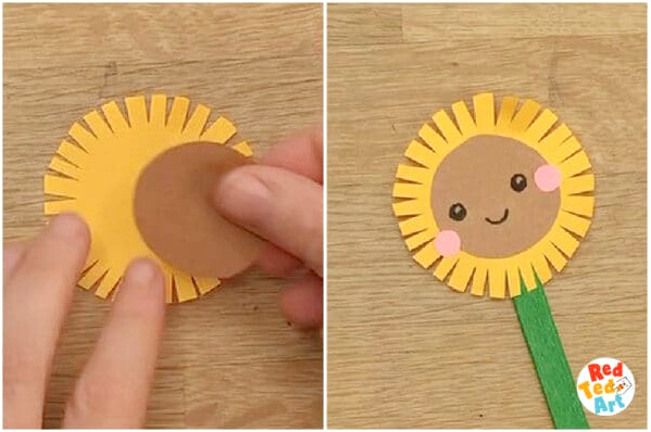 assemble sunflower bookmark craft stick