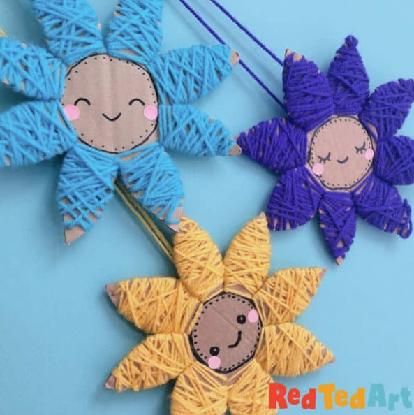 cute yarn flower craft for mother's day