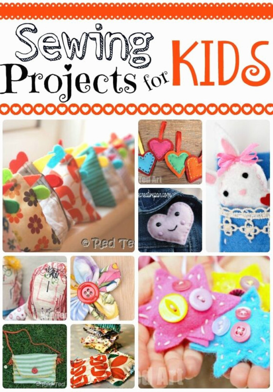 Collage of sewing projects for kids to learn to sew