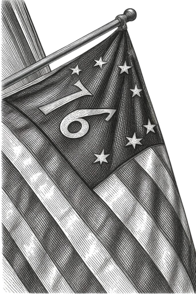1776 flag etching