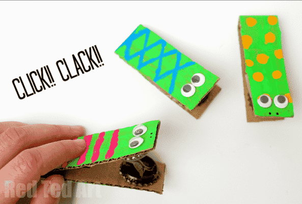 Easy Bottle Top Click Clack Toys - make your own Musical Instruments