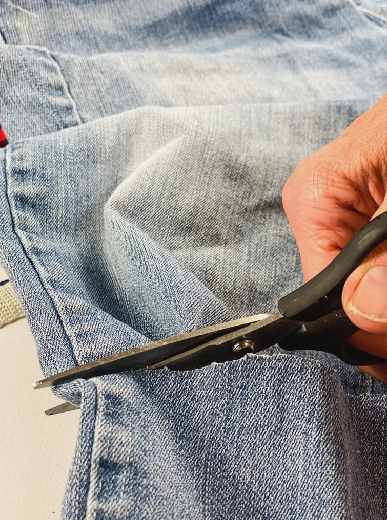cutting jeans