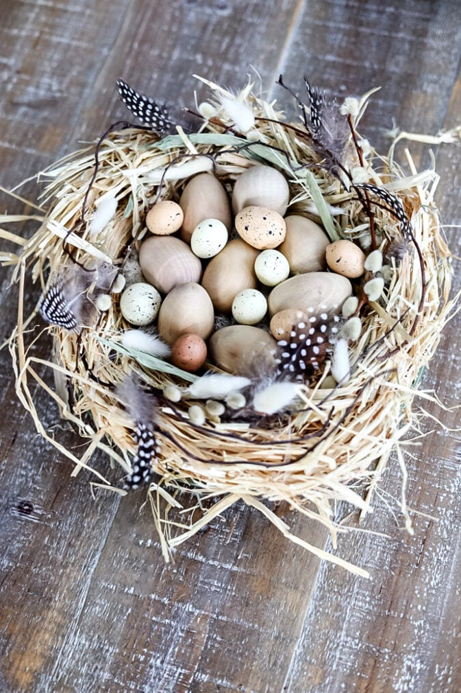 a diy straw bird's nest