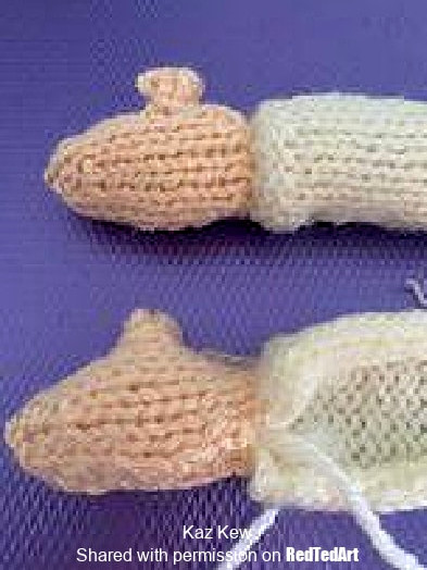 knit two gnome arms and hands