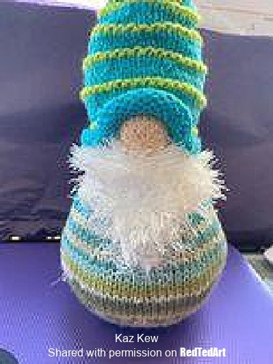 sew on the gnomes beard and hat