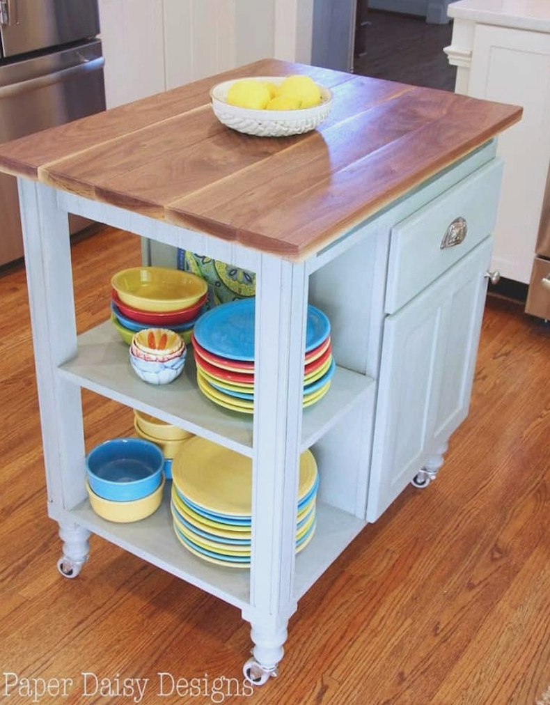 kitchen trolley made from an old cabinet