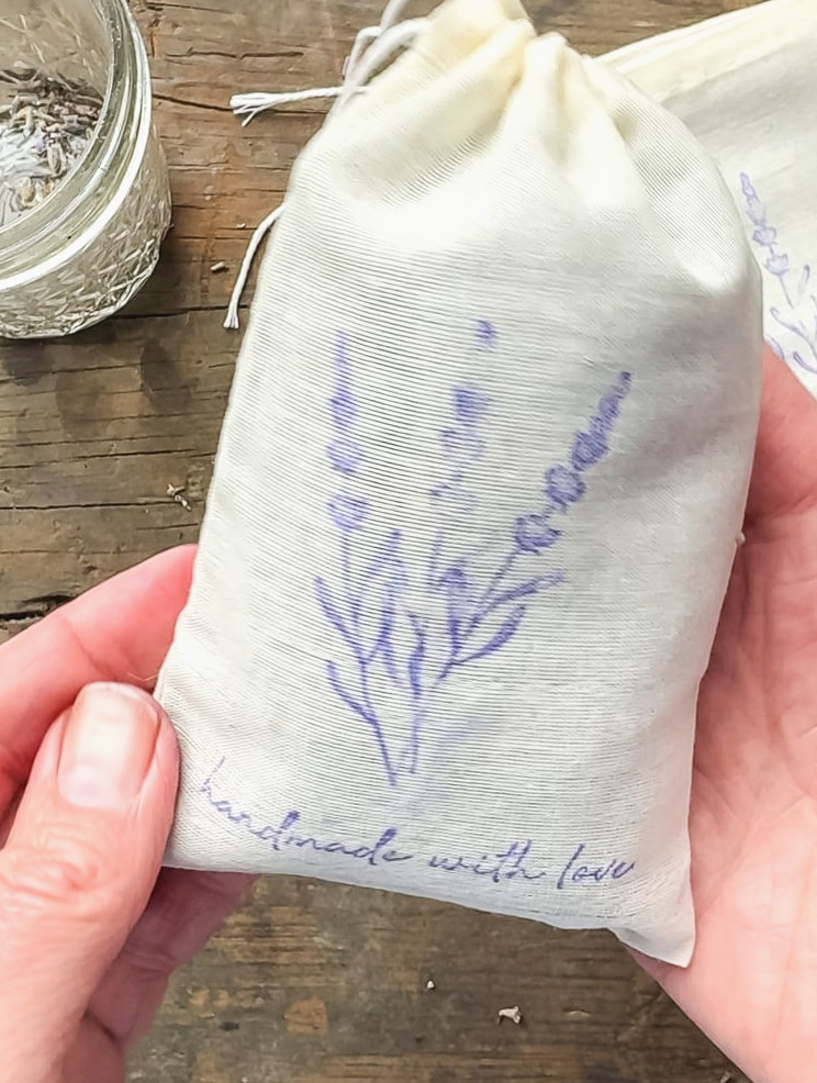 lavender sachet in woman's hands