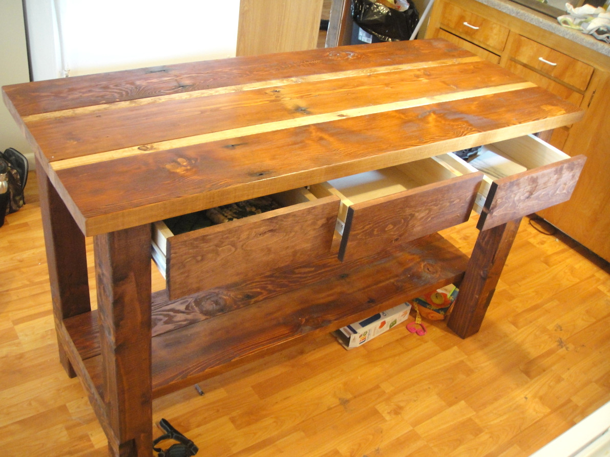 reclaimed wood kitchen island