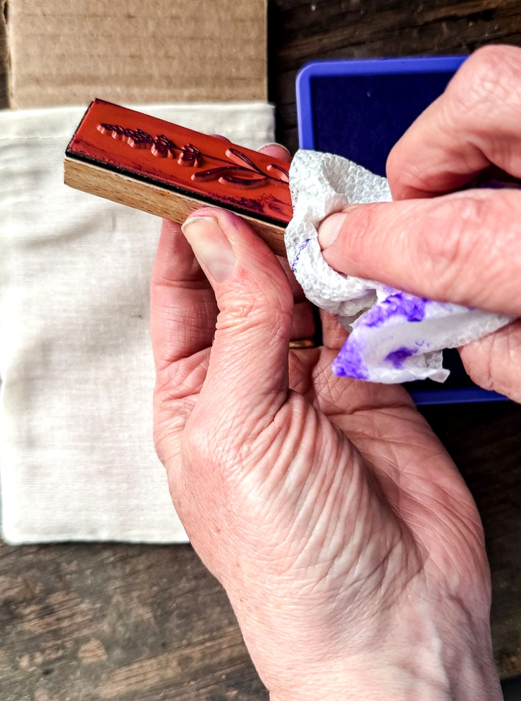 wiping ink off of stamp