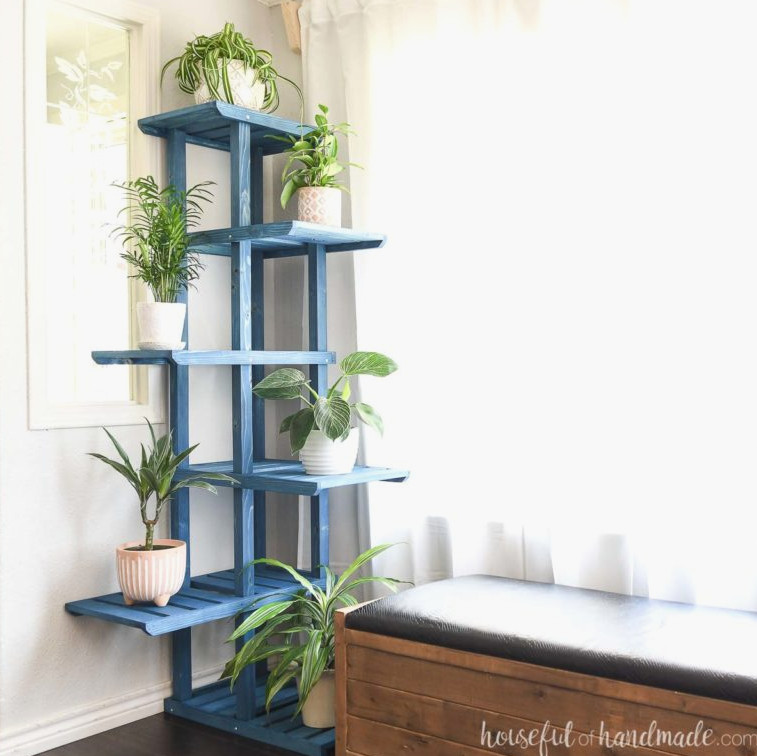 construction plans for a tall tiered corner plant stand