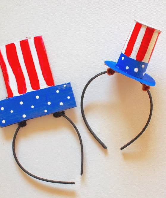 Two DIY Cardboard Fourth of July Hats