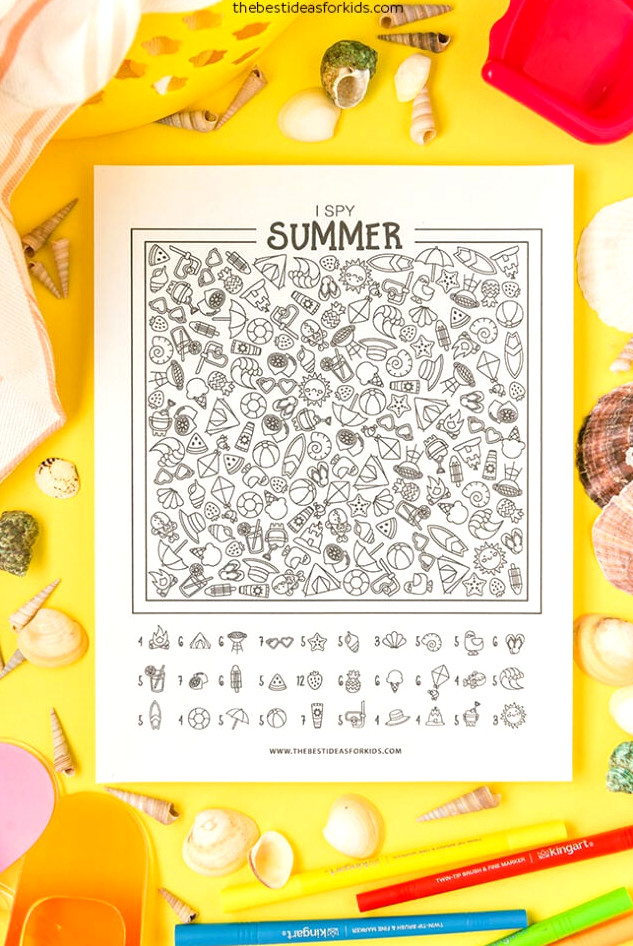 Free Printable Coloring I Spy Summer