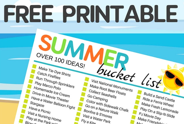 Free Printable Summer Bucket List