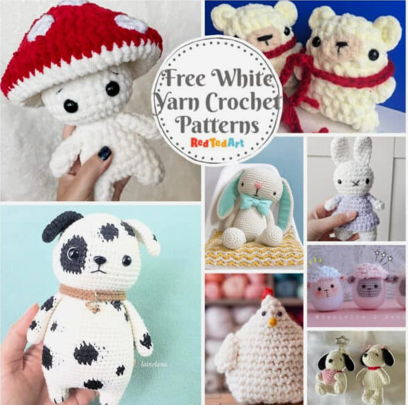 Free white amigurumi patterns to make from cream yarn