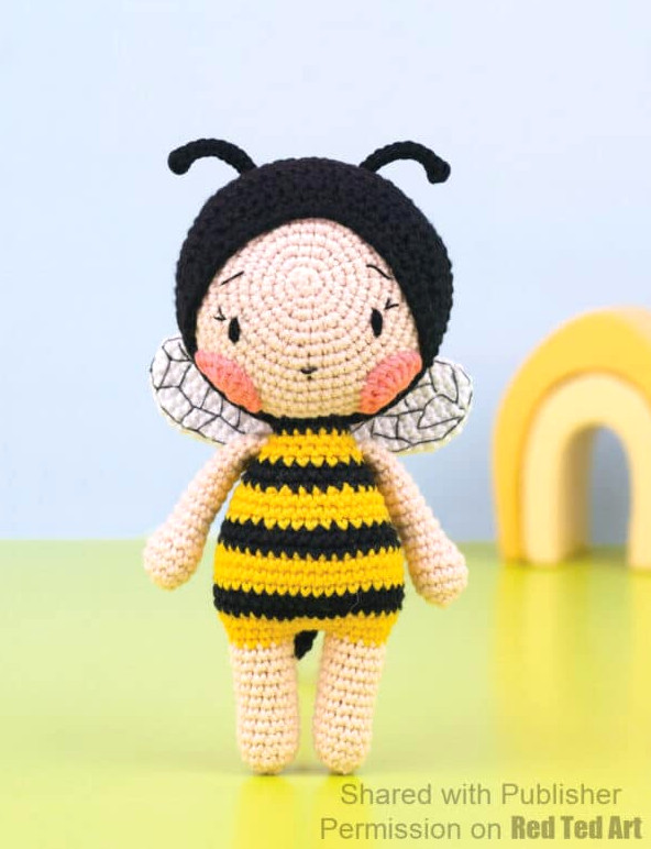 come and make this adorable amigurumi bee doll crochet pattern