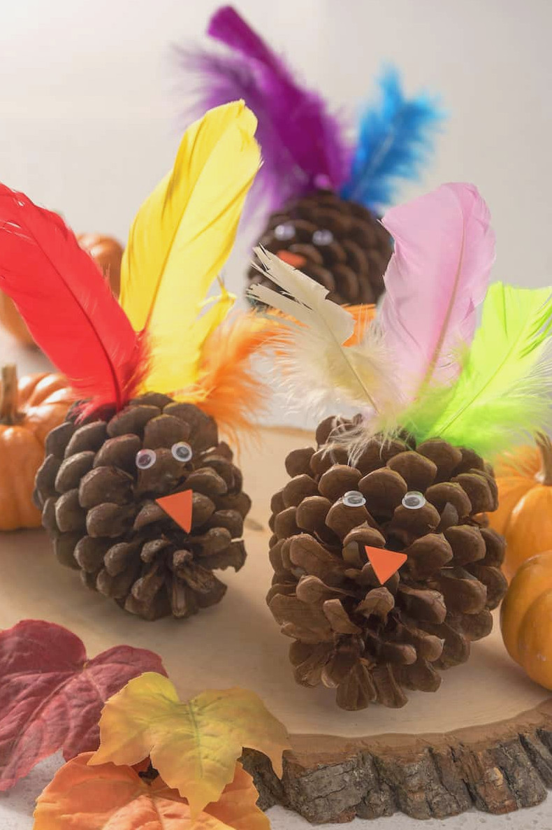 This pinecone turkey project is an ideal Thanksgiving craft for children! It is simple enough for anyone to make, and the supplies are inexpensive.