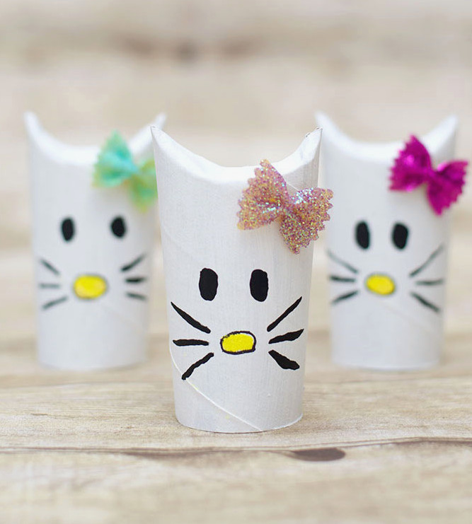 Simple Hello Kitty Craft Using Toilet Paper Rolls
