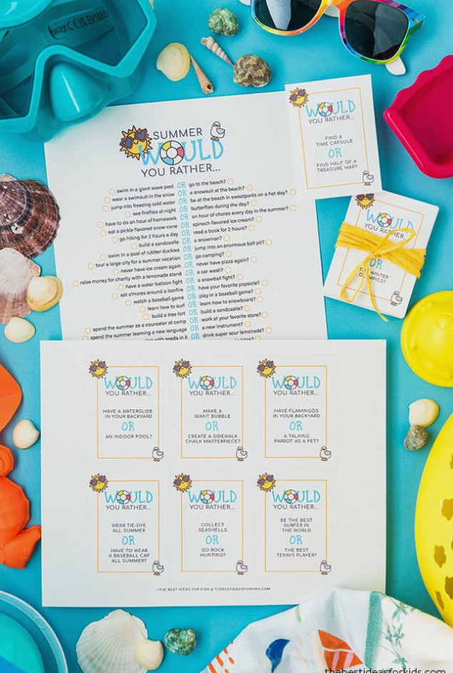 Summer Would You Rather Questions Free Printables