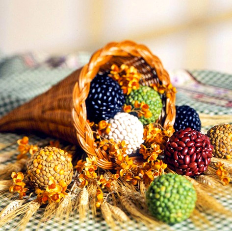 cornucopia filled with DIY abundance seed balls