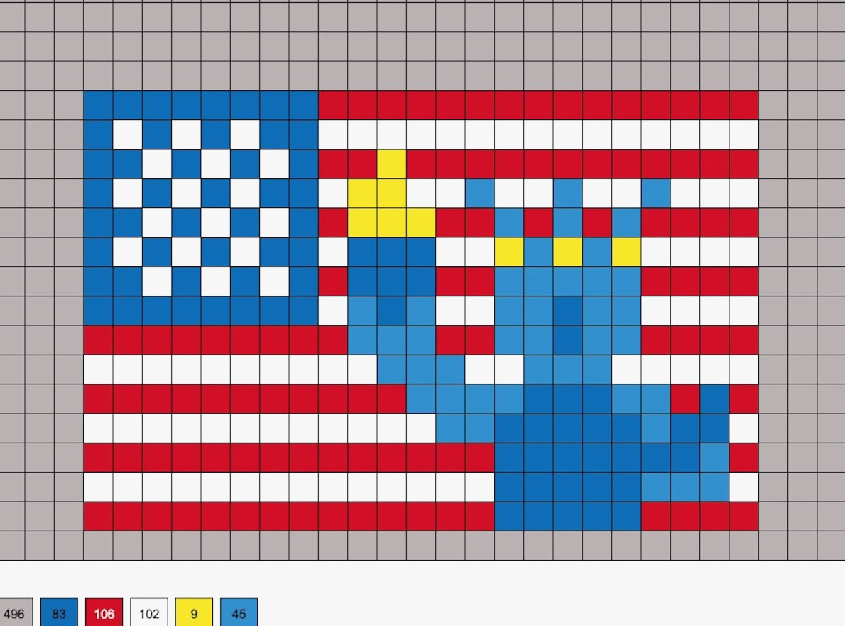 flag and statue of liberty