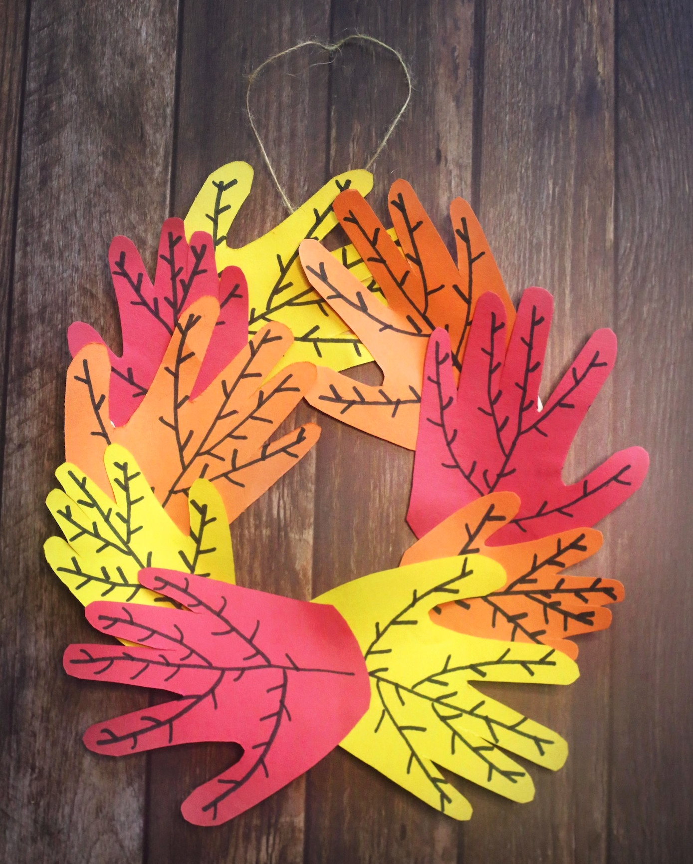 handprint leaves with construction paper