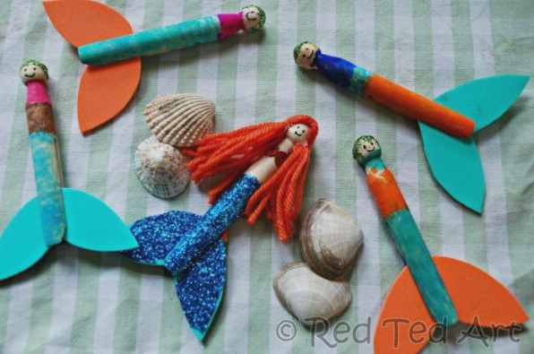 clothes pins mermaid