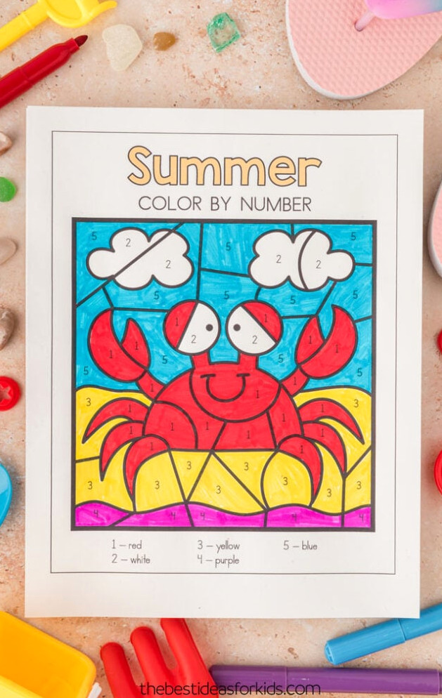 summer color by number free printable