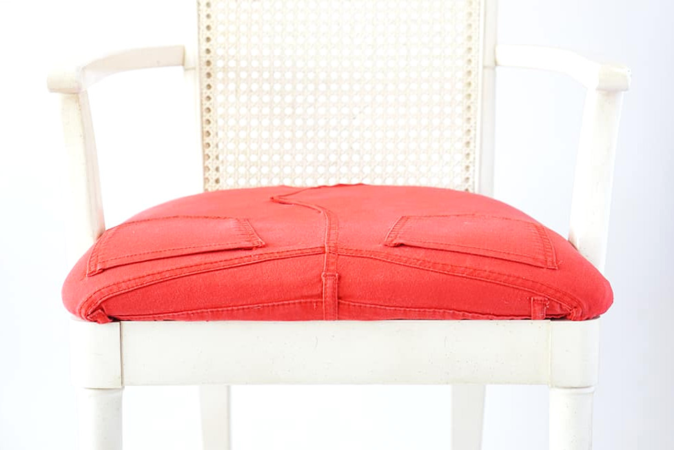Pre-owned chair re-covered with denim