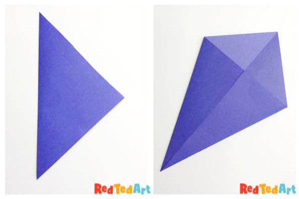 Origami whale steps 1 & 2