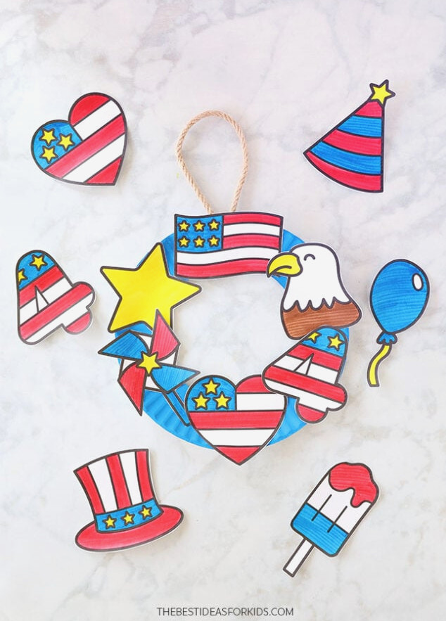 Printable 4th of July Wreath Template