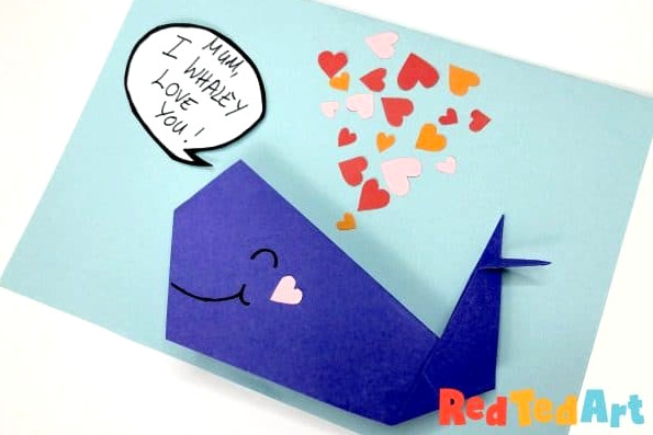 Mother's Day Card - Origami Whale - I Whaley Love You, Mum