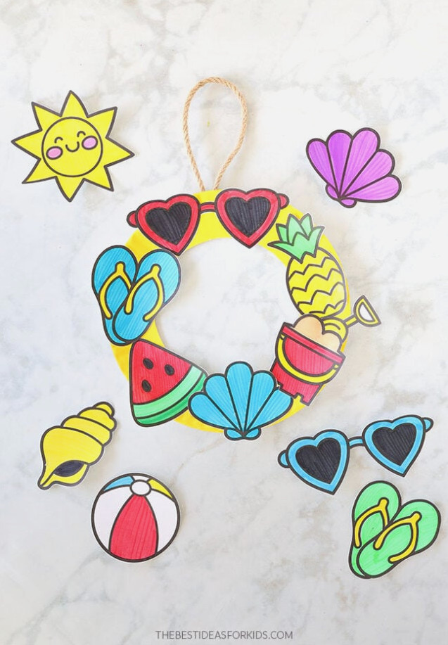 Summer Paper Plate Wreath Craft for Kids