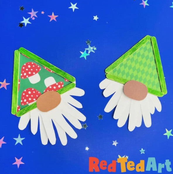 handprint gnomes with craft sticks