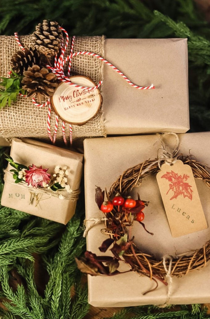 natural brown paper girft wrap presents